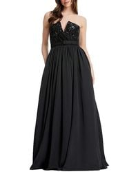 Dress the Population Kristine Plunge Sequin Bodice Gown in Black | Lyst