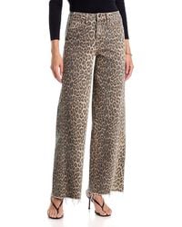 Aqua - Vervet High Rise Twisted Seam Leopard Print Wide Leg Jeans - Lyst