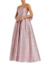 Mac Duggal - Metallic Strapless Brocade Gown With Oversized Bow - Lyst