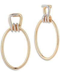 WALTERS FAITH - 18K Rose & Huxley Diamond Coil Link Drop Hoop Earrings - Lyst