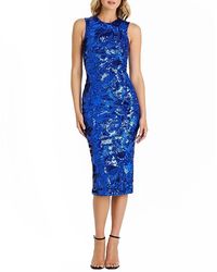 princess polly baby blue dress HELSI Florence Sequin Floral Strapless Midi Dress in Pink