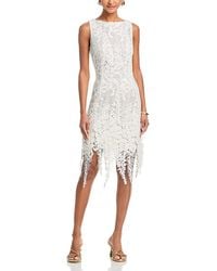 women's short lace dress Lalisa Lace Trim Ruched Front Mini Dress M / White