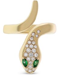 Crivelli - 18K Serpent Diamond & Emerald Snake Wrap Ring - Lyst