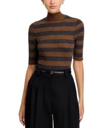 Majestic Filatures - Rib Knit Mock Neck Elbow Sleeve Sweater - Lyst