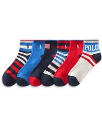 Polo Ralph Lauren - Usa Quarter Socks, Pack Of 6 - Lyst