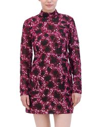 BCBGMAXAZRIA - Sequined Mock Neck Long Sleeve Mini Dress - Lyst