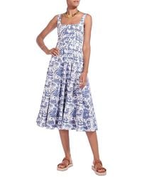 STAUD - Wells Fit-And-Flare Midi Dress - Lyst