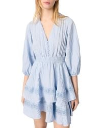 Maje - Dress With Ruffles And Lace Details - Lyst
