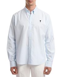 Ami Paris - Button Down Collar Logo Shirt - Lyst