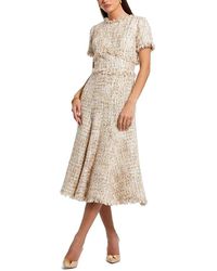 Mac Duggal - Boucle Short Sleeve A Line Midi Dress - Lyst