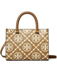 Tory Burch - T Monogram Contrast Embossed Square Tote - Lyst