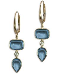 Bloomingdale's - London Blue Topaz & Diamond Drop Earrings In 14k Yellow Gold - Lyst