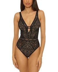 Becca - Crochet Plunge One Piece Swimsuit - Lyst