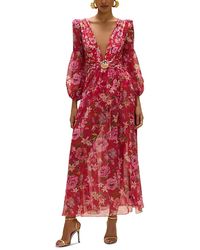 PATBO - Peony Print Plunge Maxi Dress Swim Cover-Up - Lyst