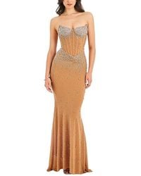 chinese dress ladies Fatima Burgundy Crystal Sleeveless Corset Mermaid Maxi Dress