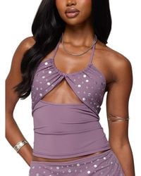 Edikted - Luana Studded Cut Out Halter Top - Lyst