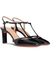 Santoni - Patent Leather High-Heel T-Bar Pump - Lyst
