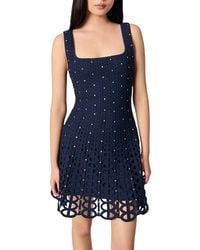 Maje - Rhinestone Crochet Short Dress - Lyst