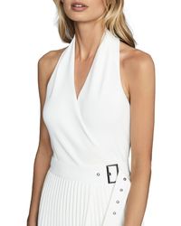 REISS ADRIENNE HALTER NECK TOP WHITE ~ wrap front halterneck