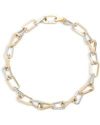 AllSaints - Signature Two-Tone Hexagon Twist Link Collar Necklace, 17 - Lyst