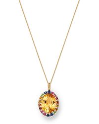 Bloomingdale's Fine Collection - Multi Gemstone & Diamond Oval Pendant Necklace - Lyst