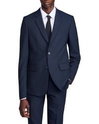Sandro Wool Mode Flannel Wide Fit Suit Jacket in Natural for Men | Lyst