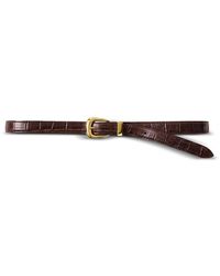 Veronica Beard - Arch Croc Embossed Leather Belt - Lyst