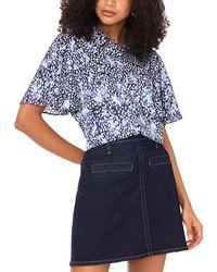 Vince Camuto - Printed Flutter-sleeve Button Blouse - Lyst