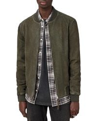 AllSaints - Buckley Regular Fit Waxed Goat Suede Bomber Jacket - Lyst