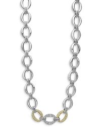 Lagos - Sterling & 18K Caviar Luxe Diamond Link Necklace, 18 - Lyst