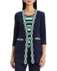 Ming Wang - Plus Checkered Trim Soft Knit Jacket - Lyst