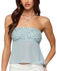 Edikted - Beadie Sheer Chiffon Strapless Top - Lyst