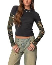 Edikted - Camo Layered Long Sleeve T Shirt - Lyst
