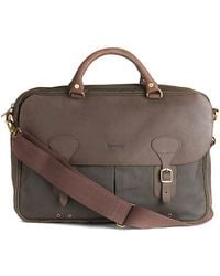 Barbour - Waxed Cotton & Leather Briefcase - Lyst