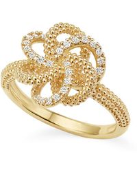 Lagos 18k Yellow Gold Love Knot Ring With Diamonds - Metallic