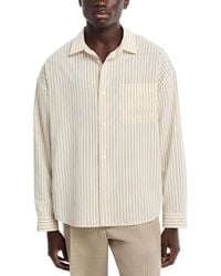 FRAME - Striped Regular Fit Wool Shirt - Lyst