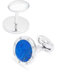 Jan Leslie - Round Rivet Etched Lapis & Sterling Cufflinks - Lyst