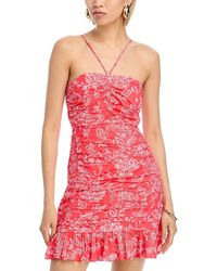 Aqua - Ruched Halter Dress - Lyst