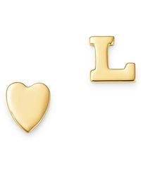 Zoe Lev - 14K Heart & Initial Stud Earrings - Lyst