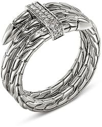 John Hardy - Sterling Spear Diamond Coil Ring - Lyst