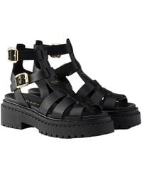 Prada - Leather Sandals With Ankle Straps - Lyst