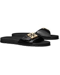 Tory Burch - Slip On Buckled Slide Sandals - Lyst