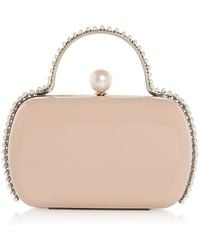 Aqua - Imitation Pearl Trim Minaudiere Box Clutch - Lyst