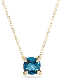 David Yurman Châtelaine Pendant Necklace With Hampton Blue Topaz And Diamonds In 18k Gold
