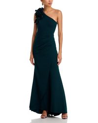 Aqua - One Shoulder Ruffle Crepe Gown - Lyst