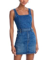 Mother - The Over It Denim Mini Dress - Lyst