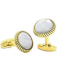 Link Up - Round Mother Of Pearl Rope Border Cufflinks - Lyst