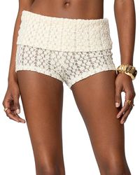 Edikted - Rye Sheer Textured Fold Over Shorts - Lyst