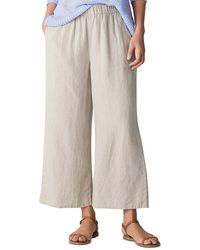 Eileen Fisher - Linen Cropped Wide Leg Pants - Lyst