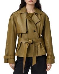 AllSaints - Reed Leather Trench Jacket - Lyst
